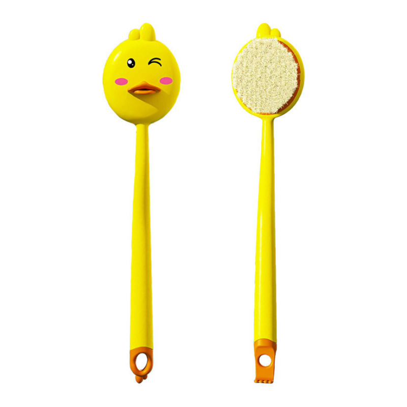 Body Bath Brush Cute Egg Yellow Duck Bath Long Handle Brush All-round Cleansing Skin Remove Dirt Bath Tool