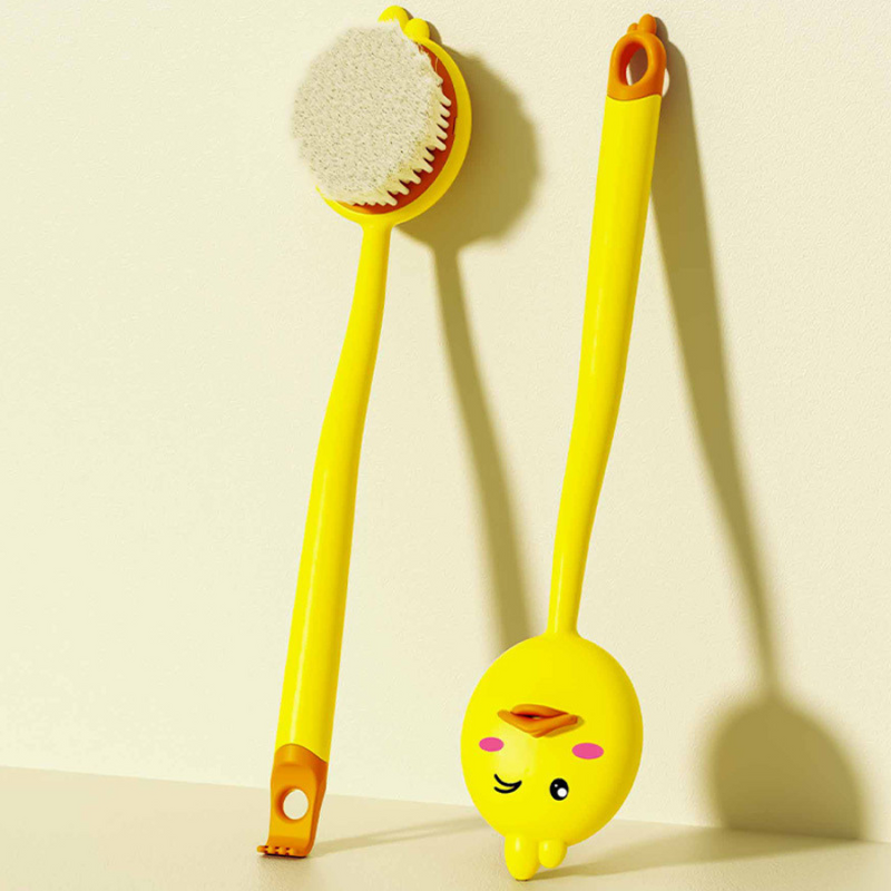 Body Bath Brush Cute Egg Yellow Duck Bath Long Handle Brush All-round Cleansing Skin Remove Dirt Bath Tool