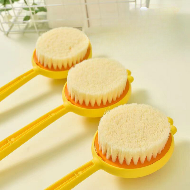 Body Bath Brush Cute Egg Yellow Duck Bath Long Handle Brush All-round Cleansing Skin Remove Dirt Bath Tool