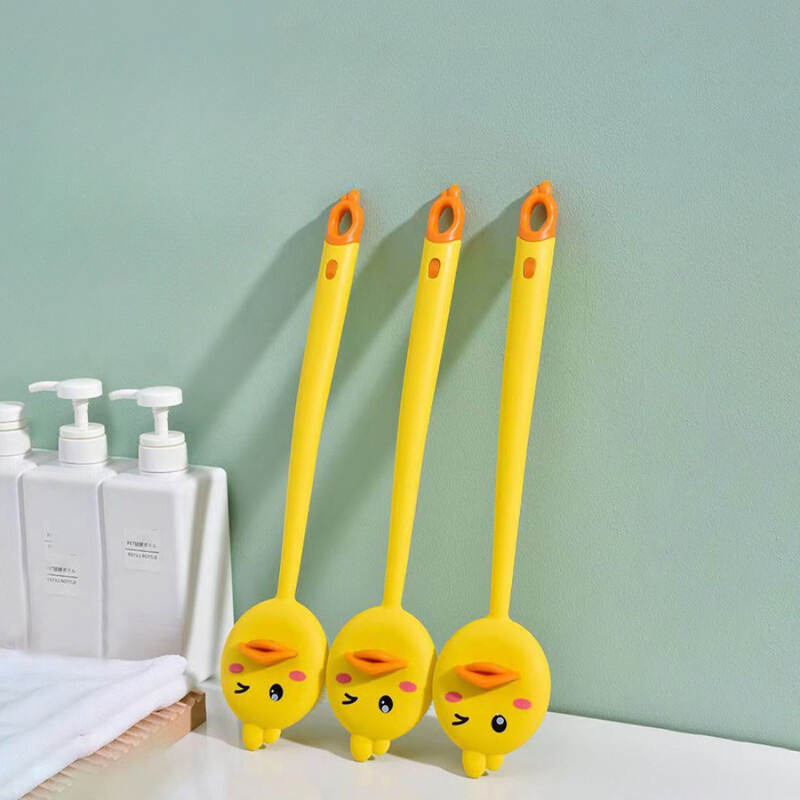 Body Bath Brush Cute Egg Yellow Duck Bath Long Handle Brush All-round Cleansing Skin Remove Dirt Bath Tool