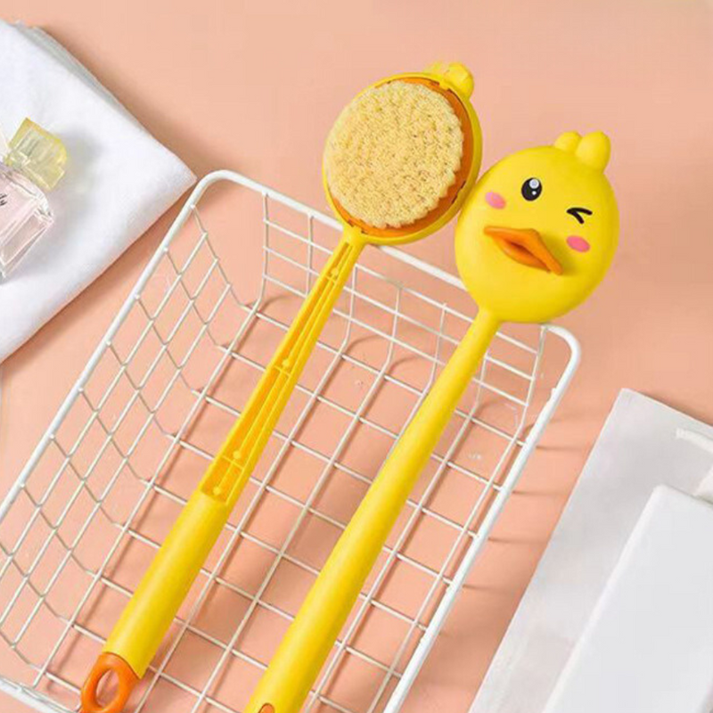 Body Bath Brush Cute Egg Yellow Duck Bath Long Handle Brush All-round Cleansing Skin Remove Dirt Bath Tool