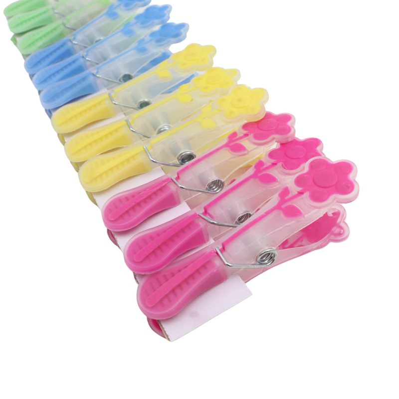 Plastic and Silicone Practical Clothes Clips - 12 Pcs, Mixed Colors