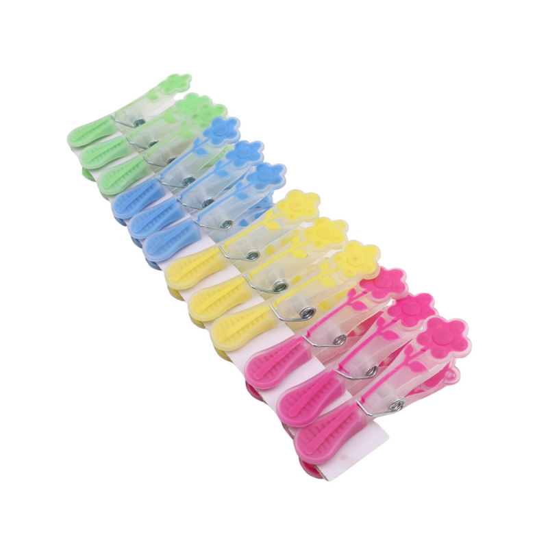 Plastic and Silicone Practical Clothes Clips - 12 Pcs, Mixed Colors