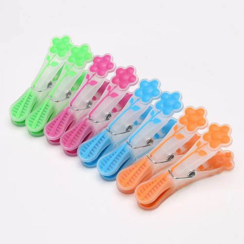 Plastic and Silicone Practical Clothes Clips - 12 Pcs, Mixed Colors