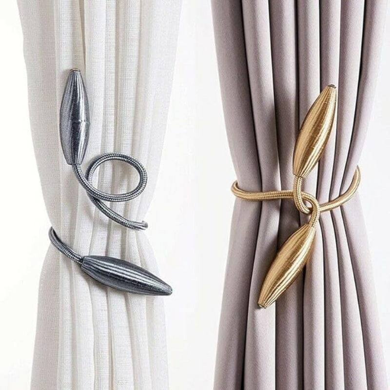 Elegant Magnetic Curtain Tiebacks in Gold and Silver