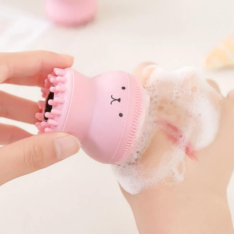 Gentle face cleansing brush with cute bear design