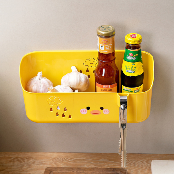 Yellow Duck Shape Multi Uses Storage Rack For Bathroom and Kitchen - 1 Piece