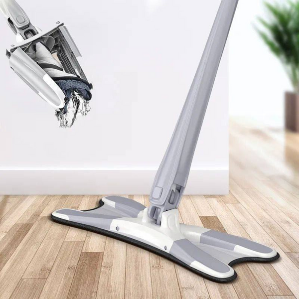 360° Microfiber Mop - Self-Wringing, Dry/Wet for Ceramic & Hardwood Floors, Detachable Mat