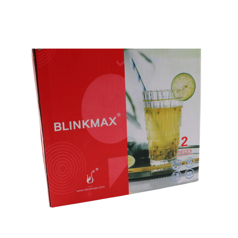 BLINKMAX Long Glass Cups Set of 2 Durable Pieces - Model KTY4321 - Ideal for Any Drink