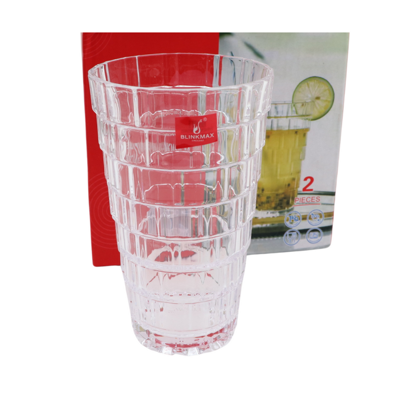 Durable BLINKMAX Long Glass Cups - Set of 2 - Model KTY4321 - Perfect for Any Drink