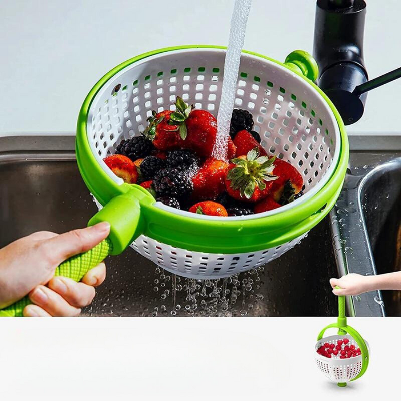 Foldable Rotating Strainer - Efficient Fruit & Vegetable Dryer, Salad Spinner