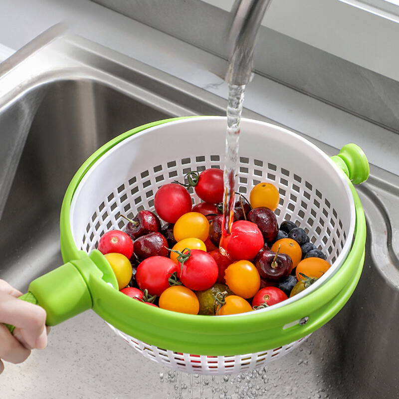 Foldable Rotating Strainer - Efficient Fruit & Vegetable Dryer, Salad Spinner