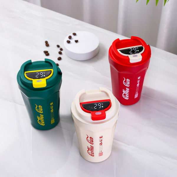 Smart Temperature Display Coffee Mug - Insulated, Leak-Proof, and Portable