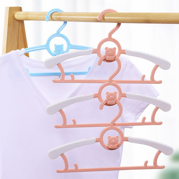 Set of 3 Multi-Layer Bear Design Hangers - Space-Saving, Durable, and Cute for Kids' Clothes
