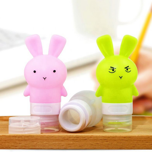 Cute Bunny Shaped Travel Size Silicone Bottle for Hand Sanitizer, Lotion, and Shampoo