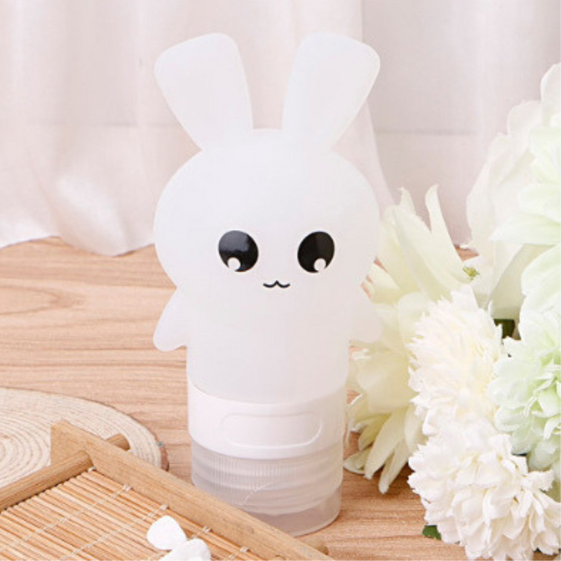 Cute Bunny Shaped Travel Size Silicone Bottle for Hand Sanitizer, Lotion, and Shampoo