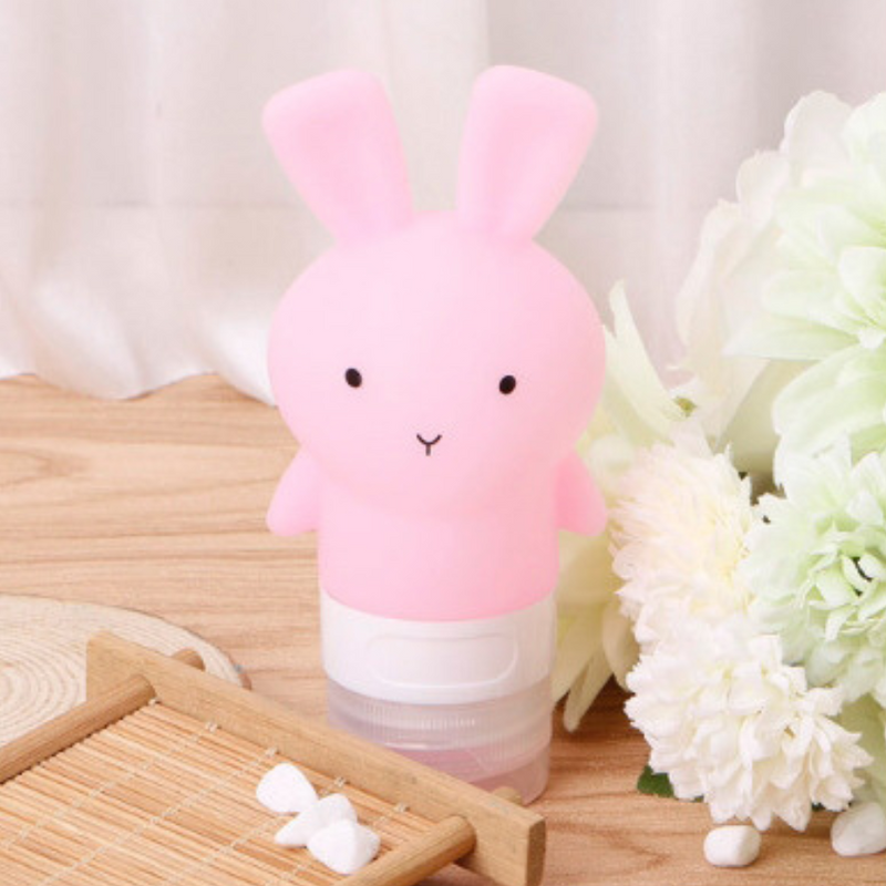 Cute Bunny Shaped Travel Size Silicone Bottle for Hand Sanitizer, Lotion, and Shampoo