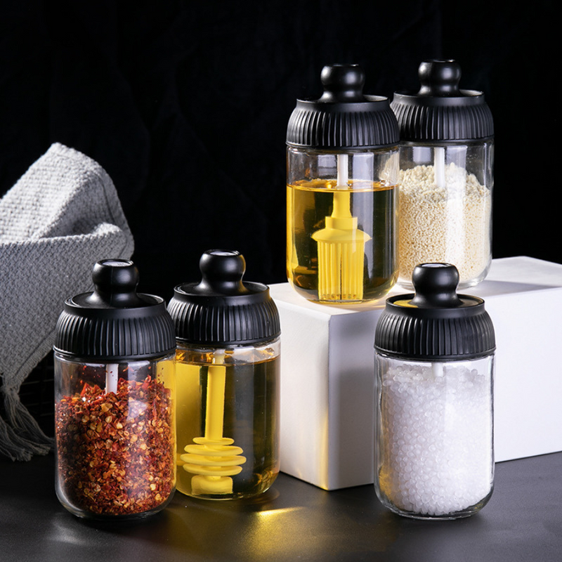 Elegant 250ml Salt Cruet Bottle with Spoon Lid for Kitchen Seasoning and Storage