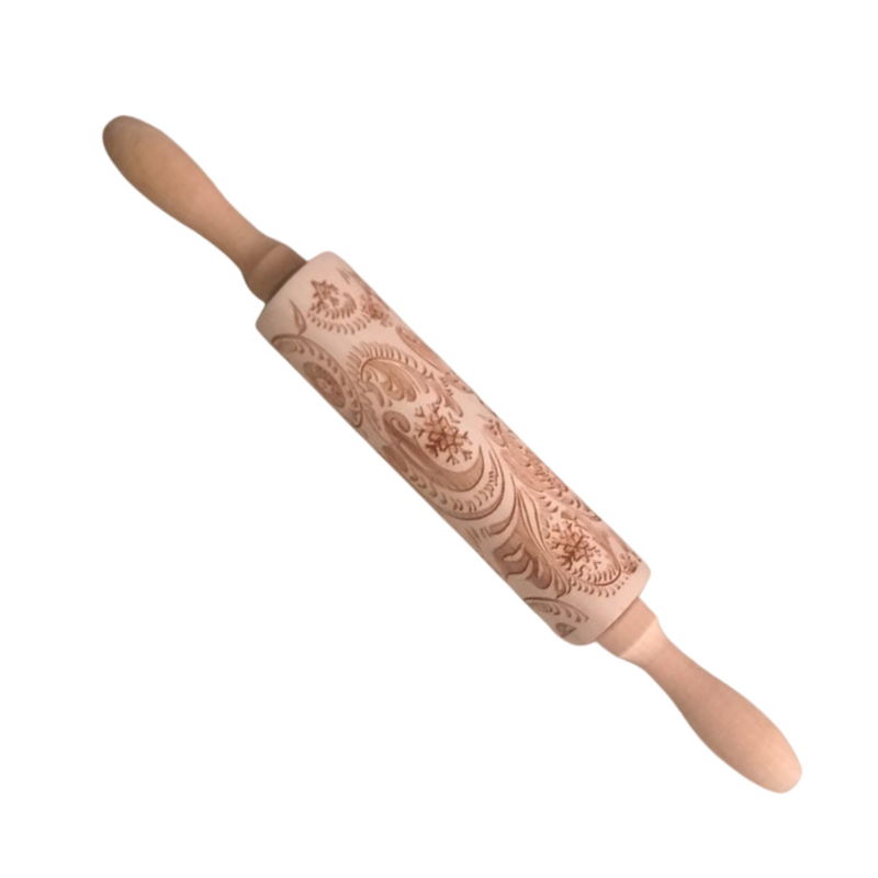 Elegant Wooden Embossed Rolling Pin for Baking - Perfect for Cookies and Pastries