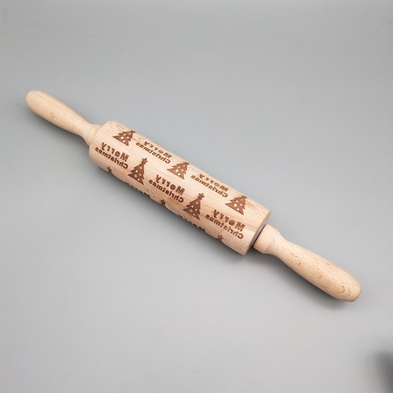 Elegant Wooden Embossed Rolling Pin for Baking - Perfect for Cookies and Pastries