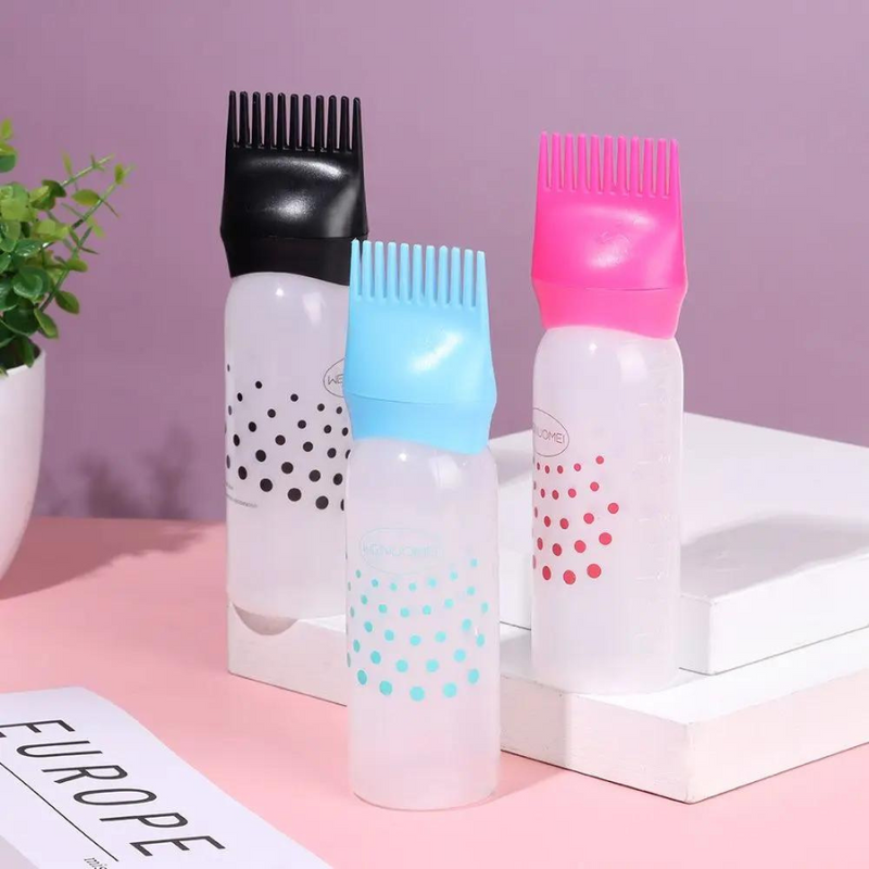 Convenient Hair Dye and Oil Applicator Bottle with Comb Cap - Easy and Mess-Free