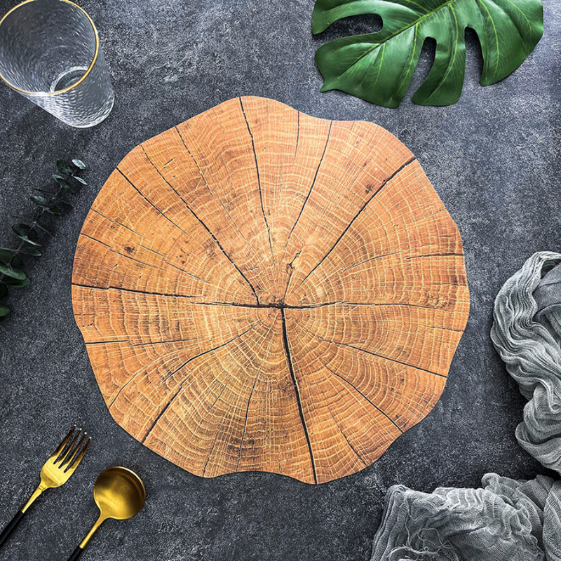 Rustic Tree Ring Design Heat-Resistant Placemat - Natural Look for Your Table Setting