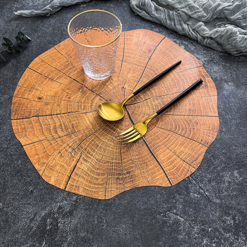 Rustic Tree Ring Design Heat-Resistant Placemat - Natural Look for Your Table Setting