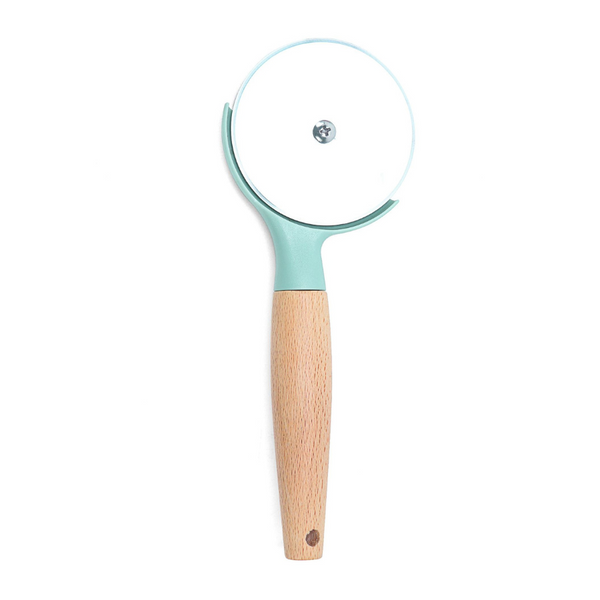 Premium Stainless Steel Pizza Cutter with Wooden Handle - Effortless and Precise Slicing