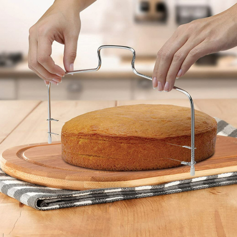 Adjustable Stainless Steel Cake Leveler and Slicer for Perfect Layers - Easy to Use and Clean