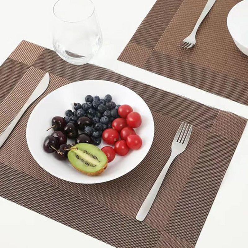 Elegant Heat-Resistant Woven Placemats for Dining Table - Set Of 6, Easy to Clean