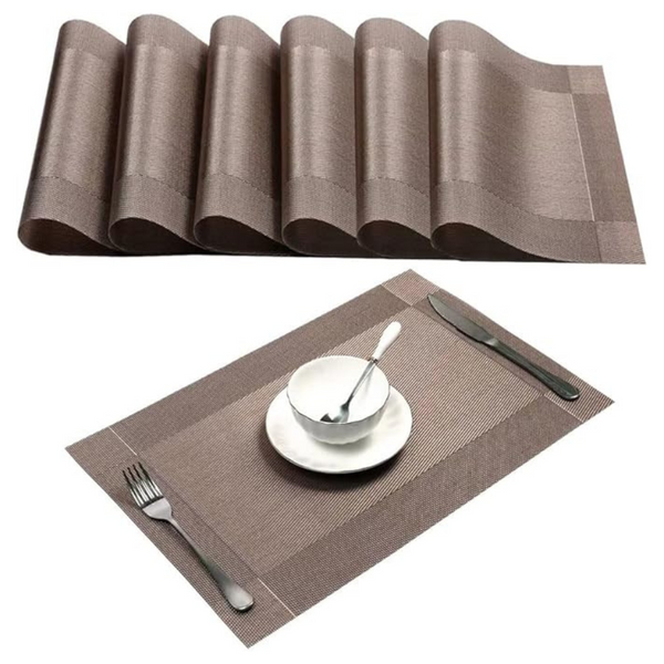 مفارش طاولة منسوجة مقاومة للحرارة لتزيين طاولة الطعام - مجموعة من 6 قطع، سهلة التنظيف