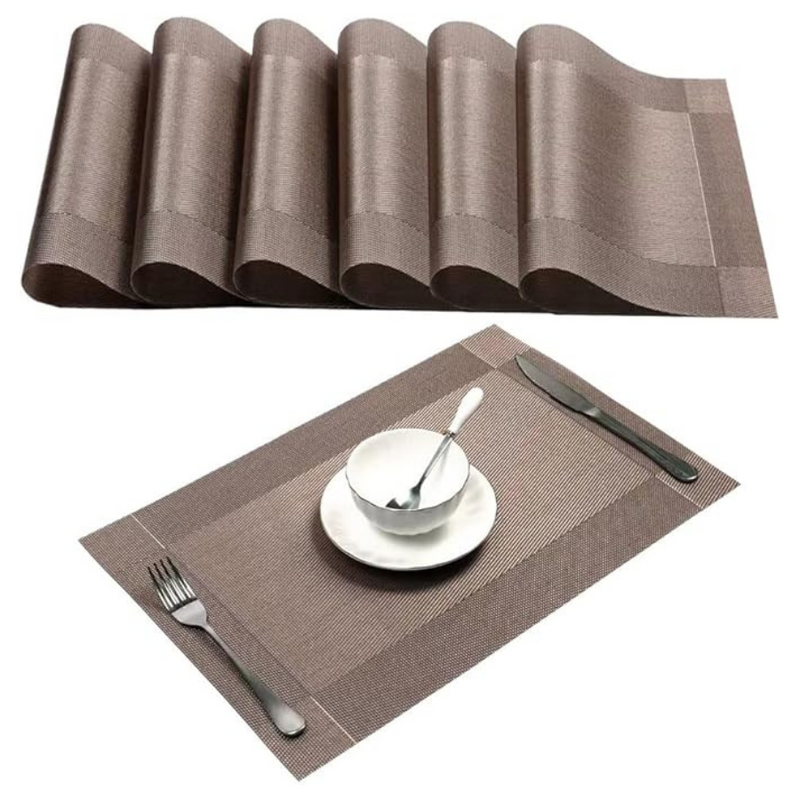 Elegant Heat-Resistant Woven Placemats for Dining Table - Set Of 6, Easy to Clean