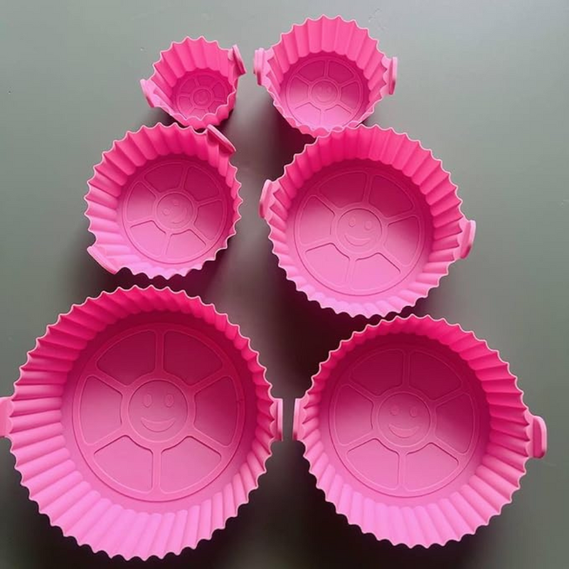 Set Of 6 Round Silicone Baking Molds - Non-Stick, Flexible, Heat Resistant, Easy To Clean