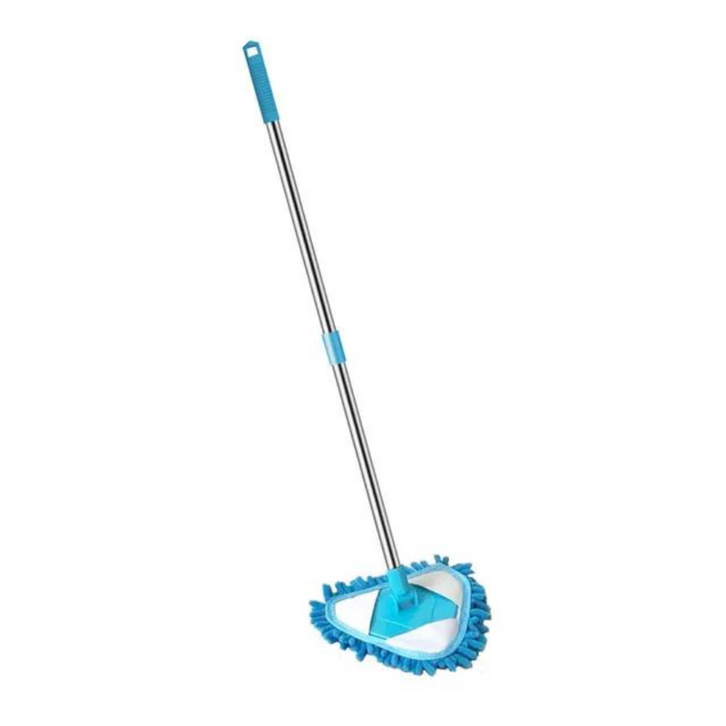 Triangle Cleaning Mop with Adjustable Telescopic Handle and Microfiber Pad - Easy to Assemble and Wash