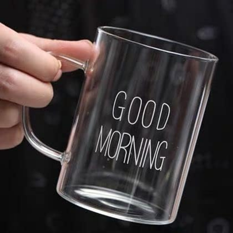 Good Morning Clear Glass Coffee Mug - Elegant and Durable