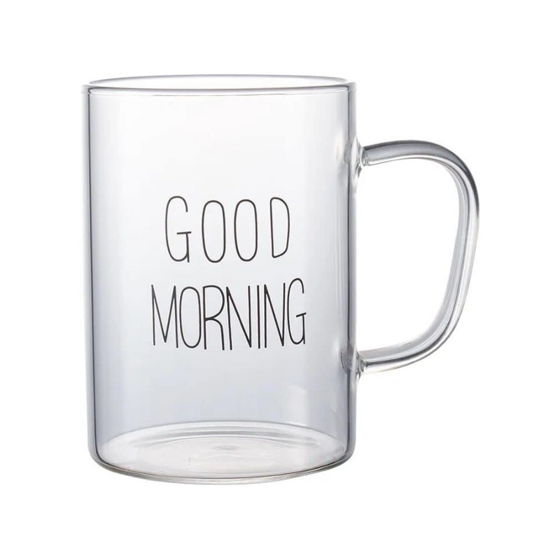 Good Morning Clear Glass Coffee Mug - Elegant and Durable