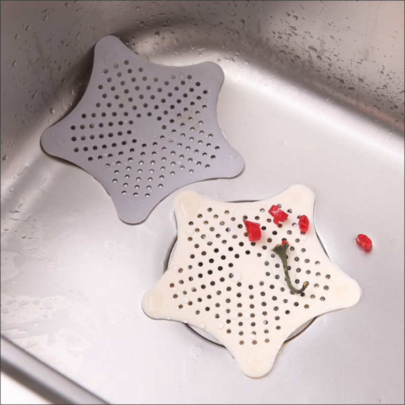 Set of 4 Starfish Shape Silicone Floor Drain Covers - Multi-Color Anti-Clog Sink Strainers