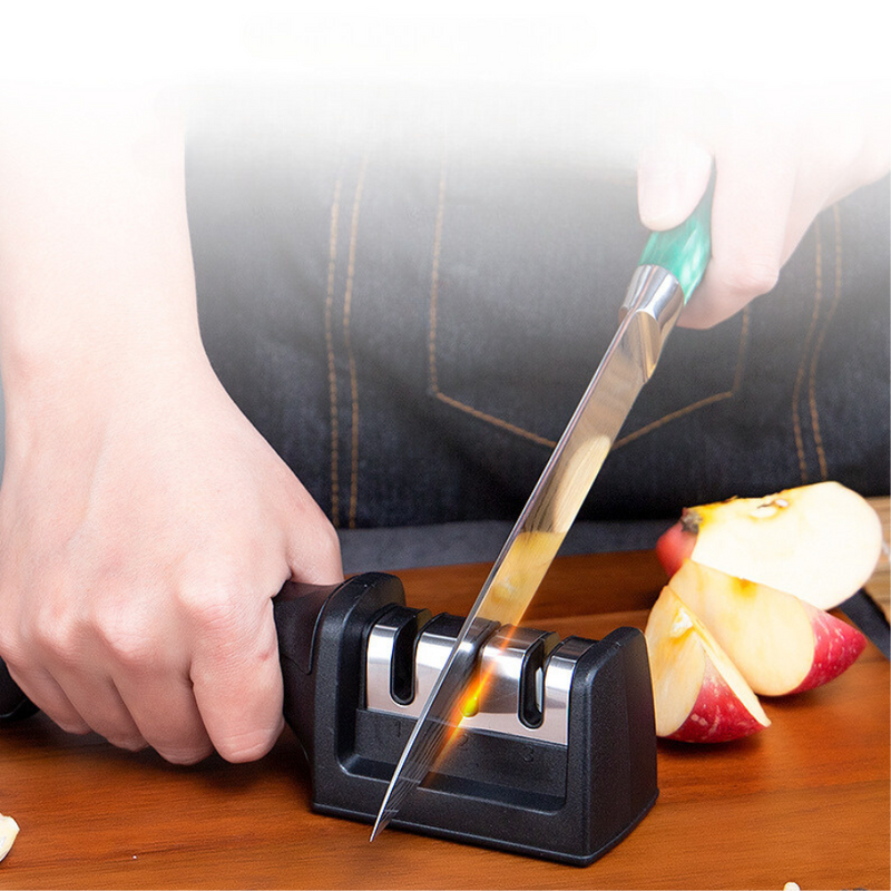 3-Stage Knife Sharpener - Professional Manual Sharpening Tool for All Knife Types