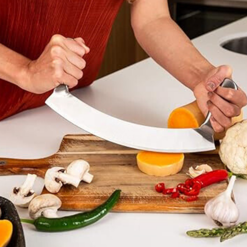 Professional Stainless Steel Double Handle Knife for Efficient Chopping