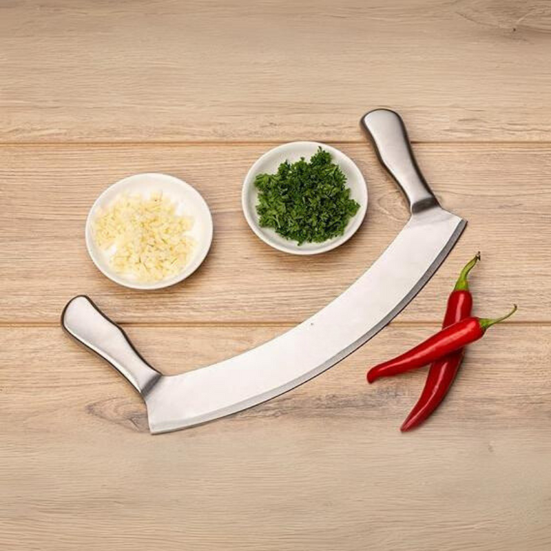 Professional Stainless Steel Double Handle Knife for Efficient Chopping