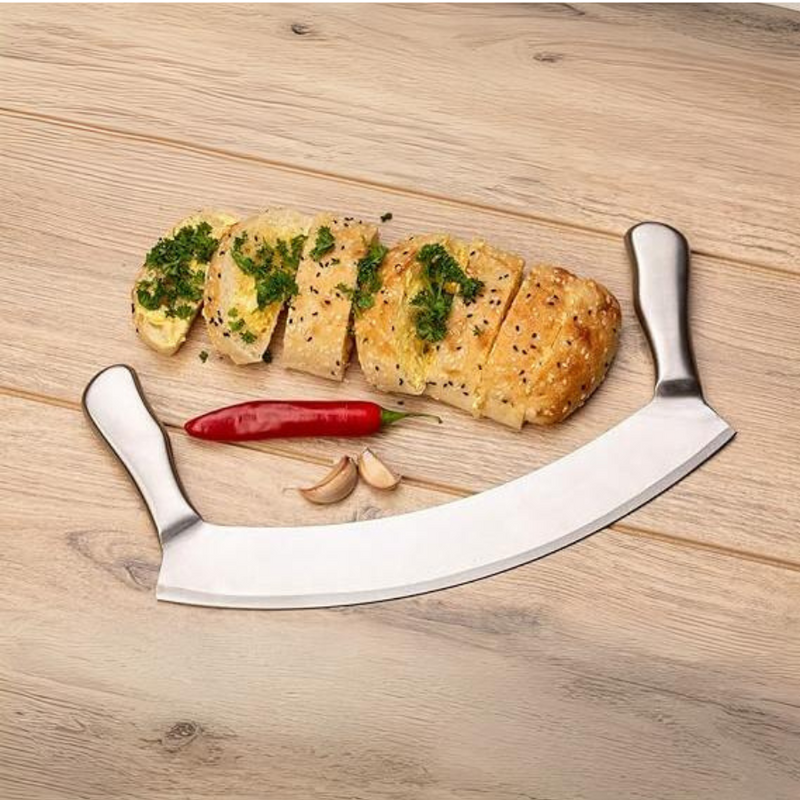 Professional Stainless Steel Double Handle Knife for Efficient Chopping