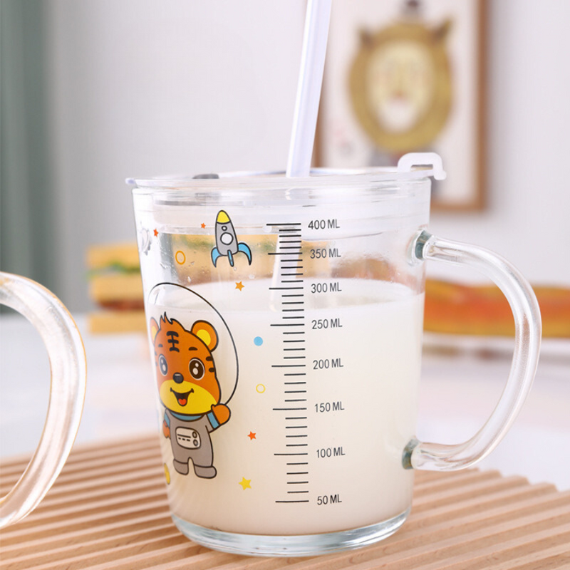 Cute Design Glass Mug with Straw - 400ml, Multi Shapes Available, Ideal for Kids and Adults