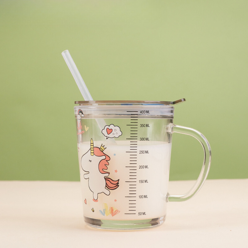 Cute Design Glass Mug with Straw - 400ml, Multi Shapes Available, Ideal for Kids and Adults