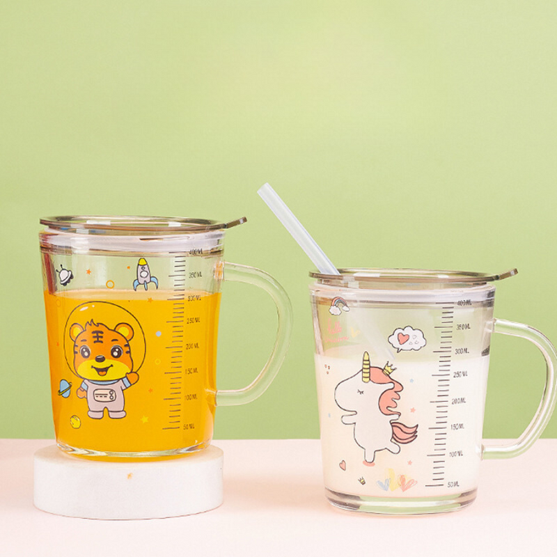 Cute Design Glass Mug with Straw - 400ml, Multi Shapes Available, Ideal for Kids and Adults