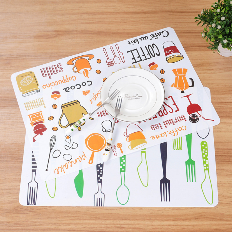 Colorful Coffee-Themed Table Mat Set of 6 - Waterproof, Non-Slip Dining Placemats, Easy to Clean, Multiple Designs