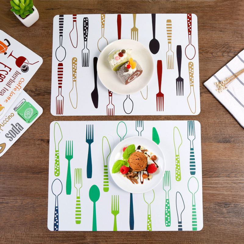 Colorful Coffee-Themed Table Mat Set of 6 - Waterproof, Non-Slip Dining Placemats, Easy to Clean, Multiple Designs