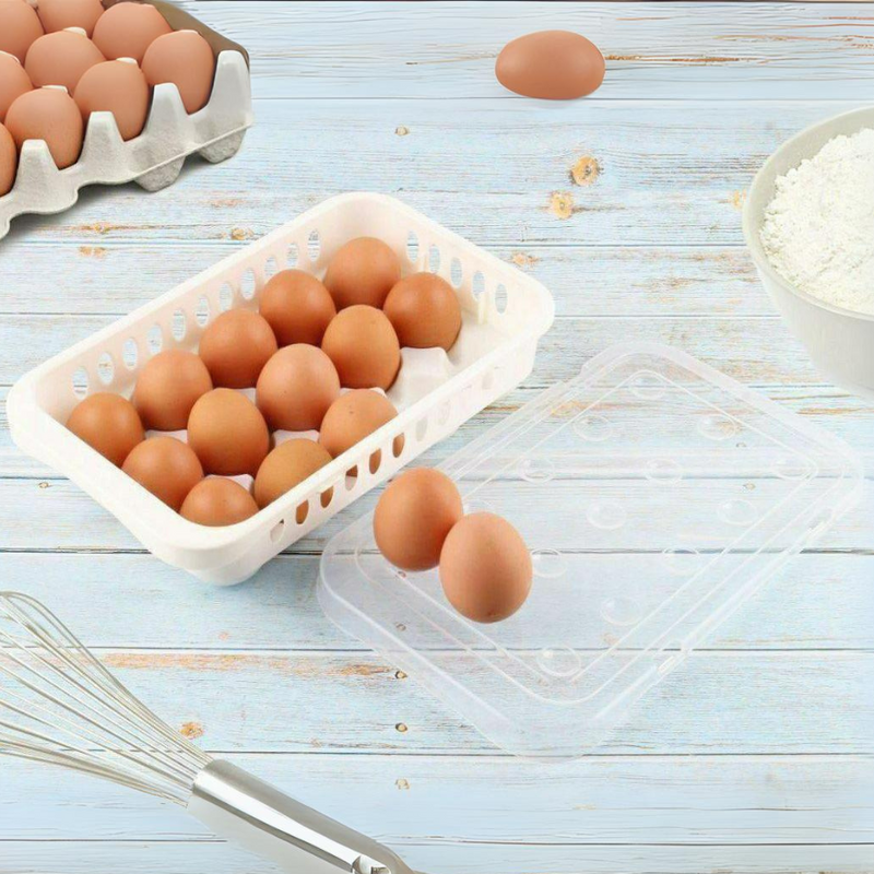 Large Capacity Egg Storage Box with Lid - Durable and Stackable Egg Holder for 15 Eggs