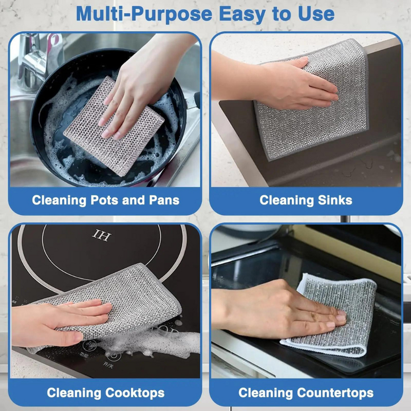 Heavy-Duty Stainless Steel Scrubbing Pads - Set of 12 Durable, Rust-Resistant Cleaning Sponges