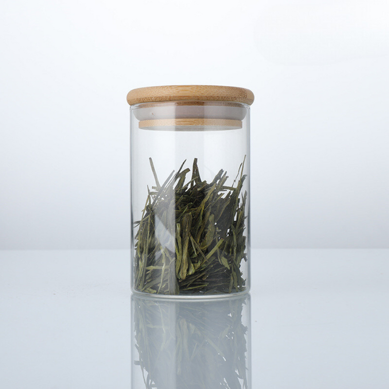 1 Piece - Transparent Cylinder Glass Storage Jar with Bamboo Lid - Elegant and Airtight Kitchen Canister, Available in 4 Sizes