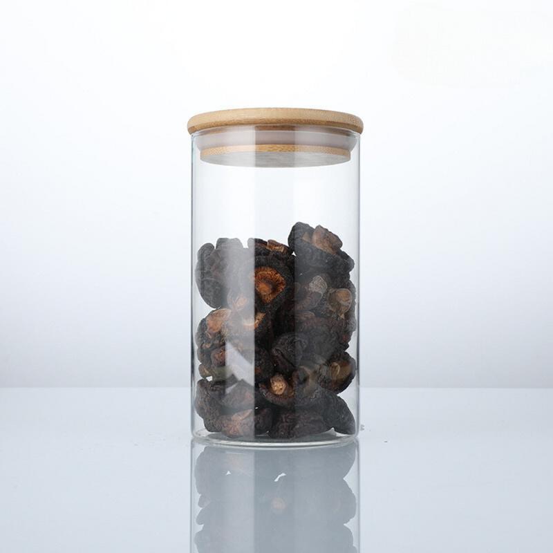 1 Piece - Transparent Cylinder Glass Storage Jar with Bamboo Lid - Elegant and Airtight Kitchen Canister, Available in 4 Sizes